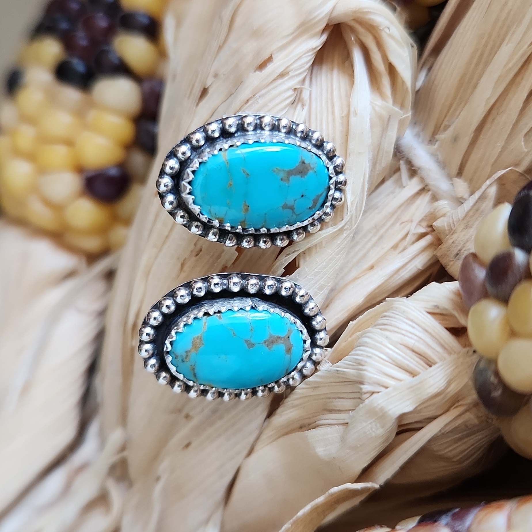 Stunning Native American Nwot Turquoise & Sterling Earrings